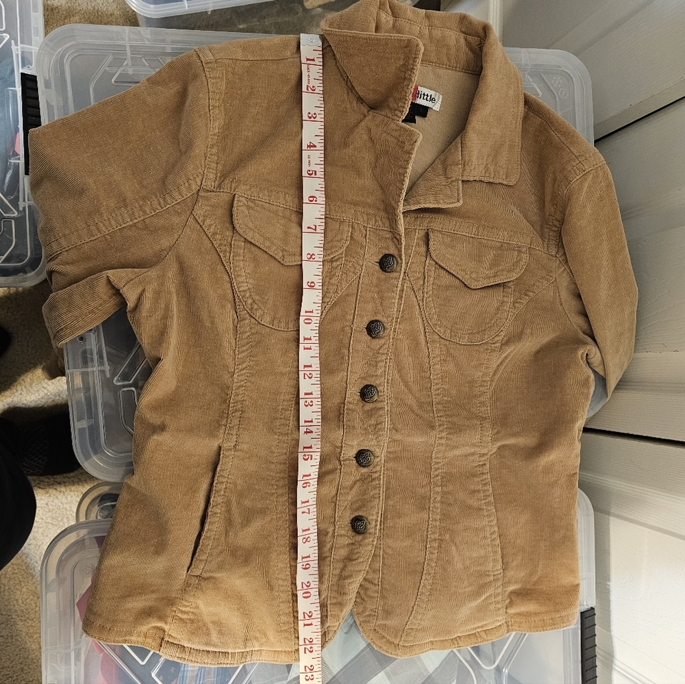 Live A Little Tan Corduroy Jacket Womens Large Stretch Button Front Western Y2K - Picture 7 of 7
